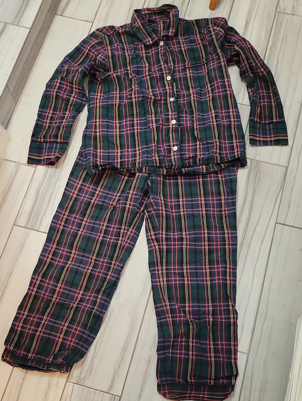 J. Crew Plaid Pajama Set - Pink & Green